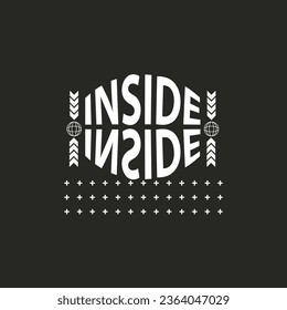 casual street wear illustration t-shirt design with spatial shapes and aesthetic writing