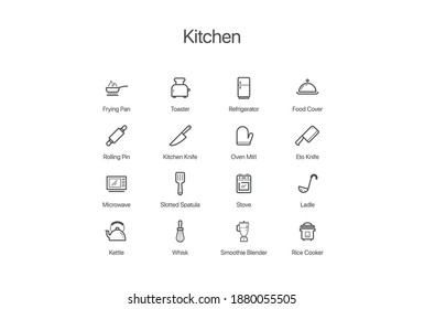 Casual Stroke Icon Set Kitchen