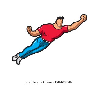 casual style teenage youth jumping flying with smile