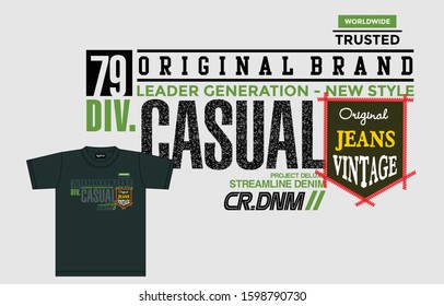 Casual stylish t-shirt and apparel abstract design. Vector print, typography, poster. Global swatches.