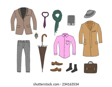 Casual trendy look book. Isolated. Vector.