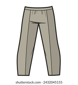 Casual trousers with elastic color variation on a white background. Image produced without the use of any form of AI software at any stage