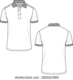 Casual tshirt short sleeve technical flat sketch design vector