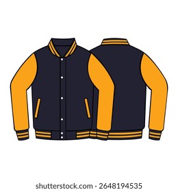 Casual varsity jacket mockup front and back view