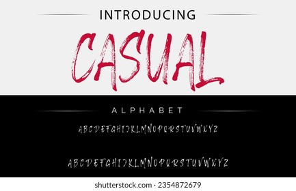 Tipo de letra, alfabeto, tipo de letra del estilo del pincel vector casual