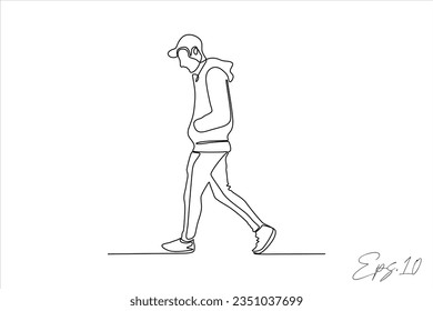 ilustración de vector de línea continua del hombre caminante casual