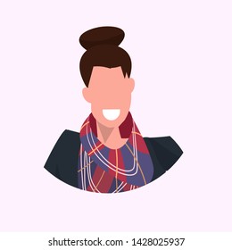 casual woman face avatar smiling girl handsome female cartoon character portrait flat white background