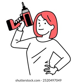 Casual woman holding an impact driver