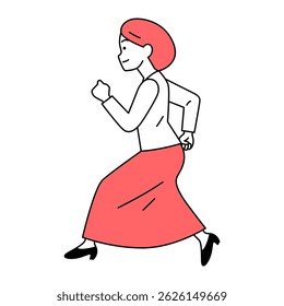 A casual woman running (sideways)