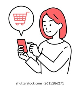 Casual woman shopping online with smartphone