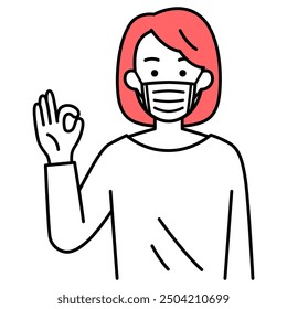 Casual woman wearing a non-woven mask