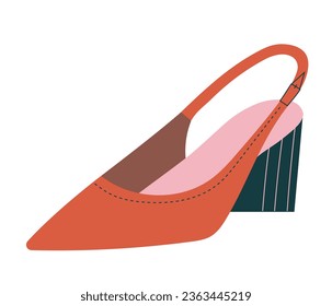 Casual women footwear with open heel, for work in office. Isolated vector illustration in flat design