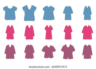 Casual Women Tops Icon Set
