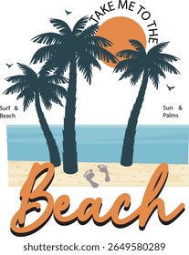 Casual Women's Coconut Tree Beach Vacation T-Shirt Print.  A laid-back and appealing graphic design featuring iconic coconut palm trees on a sunny beach, perfect for women's casual T-shirts.