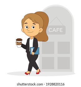 Casual young business woman with coffee cup