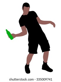 Casual young man drinking bottle of beer, vector