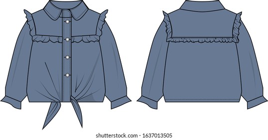 
Casual-Denim shirt vector pattern template
