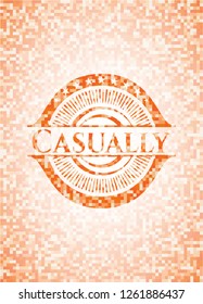 Casually abstract orange mosaic emblem