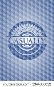 Casually blue polygonal emblem.