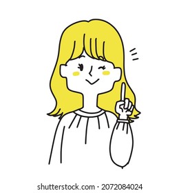 A casually dressed woman explaining the points