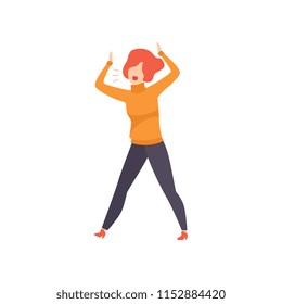 Casually dressed woman shouting in a rage, emotional girl feeling anger vector Illustration on a white background
