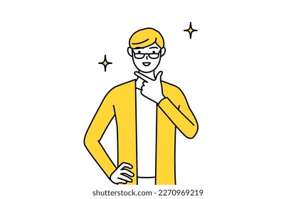 Un joven vestido de forma casual en una pose segura, Vector Illustration