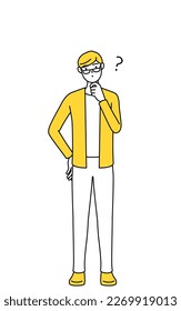 A casually dressed young man with questions.