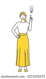 A casually dressed young woman coming up with an idea, Vector Illustration