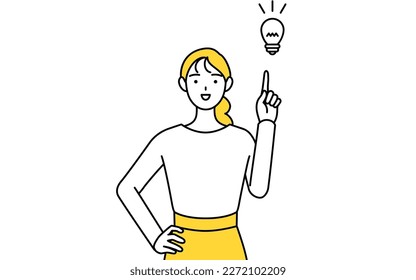 A casually dressed young woman coming up with an idea, Vector Illustration