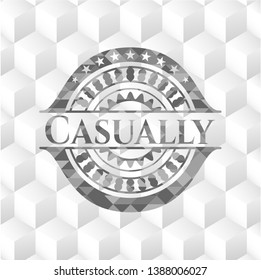 Casually grey emblem. Retro with geometric cube white background