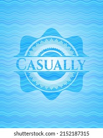 Casually light blue water style emblem. Vector Illustration. Detailed. 