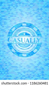 Casually realistic sky blue emblem. Mosaic background