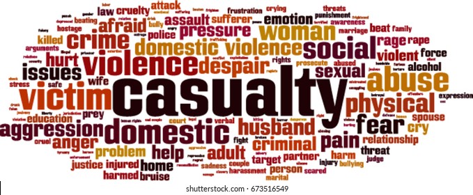 Casualty word cloud concept. Vector illustration