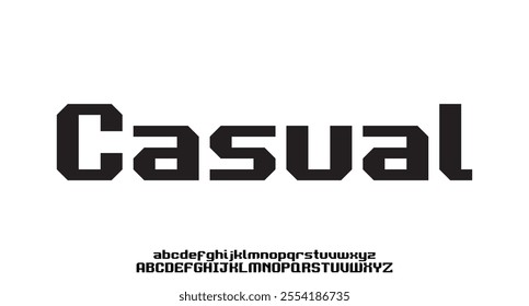 Casuasl, Abstract technology space font and alphabet. techno effect fonts designs. Typography digital sci-fi concept. vector illustration
