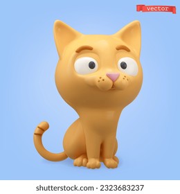 Cat 3d cartoon vector icon