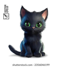 Icono vector de dibujos animados realistas Cat 3d, lindo gatito