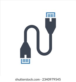 Icono de cable Ethernet Cat 5 en fondo blanco