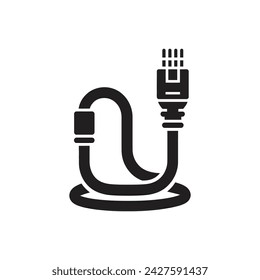 Cat 5 Ethernet connector icon, Ethernet connector with cable icon