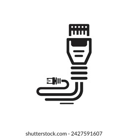 Cat 5 Ethernet connector icon, Ethernet connector with cable icon