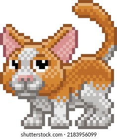 Cat 8 bit pixel art pet animal retro arcade video game cartoon character sprite