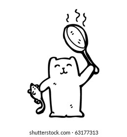 cat about to cook a mouse cartoon