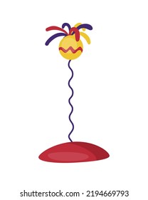 Cat accessorie. Funny toy device for playing with animal. Colorful illustration for pet shop. Kiten care icon