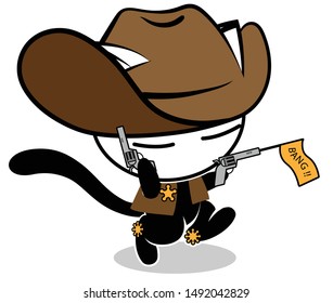 Cat action illustration on a white background. Animal action vector.