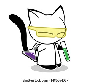 Cat action illustration on a white background. Animal action vector.