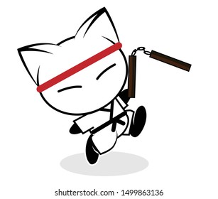 Cat action illustration on a white background. Animal action vector.