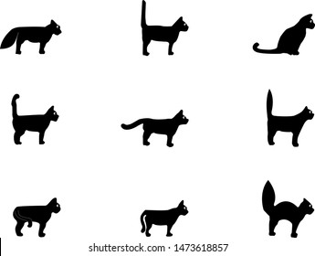Cat action silhouette isolated vector