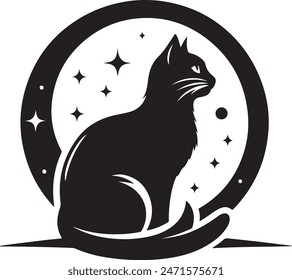 A cat in action style vector silhouette