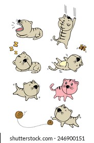 cat actions illustration cartoon