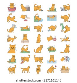 Cat Activities vector icon set