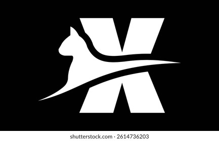 cat and added letter X logo design for your business
